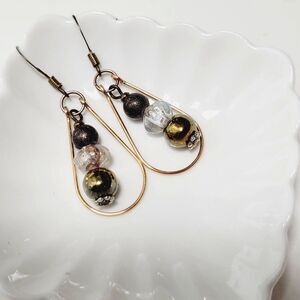 artisan earrings 356#mfs Teardrop earrings Crystal Fireglaze Metallic Brown earr